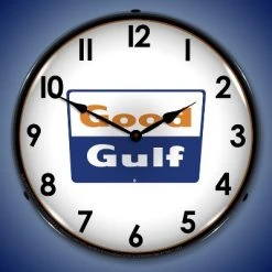 Collectable Sign & Clock | Good Gulf LED Wall Clock Retro/Vintage, Lighted