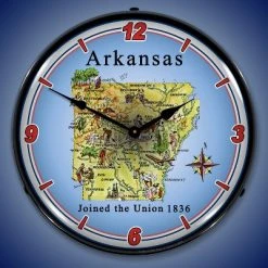 Collectable Sign & Clock | State of Arkansas LED Wall Clock Retro/Vintage, Lighted