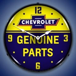 Collectable Sign & Clock | Chevrolet Bowtie Genuine Parts LED Wall Clock Retro/Vintage, Lighted