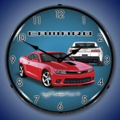 Collectable Sign & Clock | 2014 SS Camaro Red Hot LED Wall Clock Retro/Vintage, Lighted