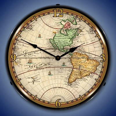 Collectable Sign & Clock | World Map 1730 LED Wall Clock Retro/Vintage, Lighted 3 Collectable Sign & Clock | World Map 1730 LED Wall Clock Retro/Vintage, Lighted