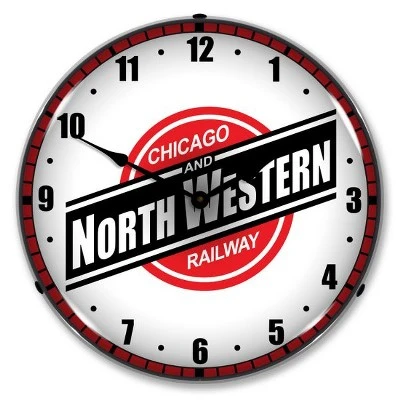 Collectable Sign & Clock | Chicago North Western Railroad LED Wall Clock Retro/Vintage, Lighted - Great For Garage, Bar, Mancave, Gym, Office etc 14 Inches 3 Collectable Sign & Clock | Chicago North Western Railroad LED Wall Clock Retro/Vintage, Lighted - Great For Garage, Bar, Mancave, Gym, Office etc 14 Inches