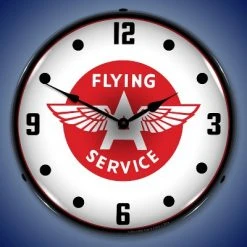 Collectable Sign & Clock | Flying A Service LED Wall Clock Retro/Vintage, Lighted