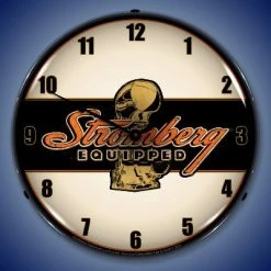 Collectable Sign & Clock | Stromberg Equipped LED Wall Clock Retro/Vintage, Lighted