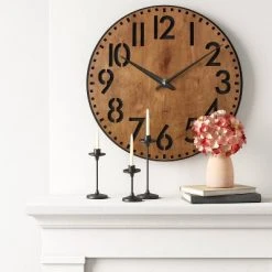 28" Wood Cutout Layered Dial Wall Clock Black - Threshold™