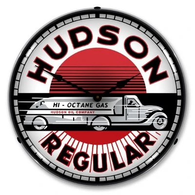 Collectable Sign & Clock | Hudson Gas LED Wall Clock Retro/Vintage, Lighted - Great For Garage, Bar, Mancave, Gym, Office etc 14 Inches 3 Collectable Sign & Clock | Hudson Gas LED Wall Clock Retro/Vintage, Lighted - Great For Garage, Bar, Mancave, Gym, Office etc 14 Inches
