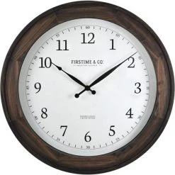 16" Barnes Wall Clock Rustic Brown - FirsTime