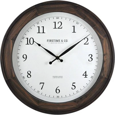 16" Barnes Wall Clock Rustic Brown - FirsTime 3 16" Barnes Wall Clock Rustic Brown - FirsTime