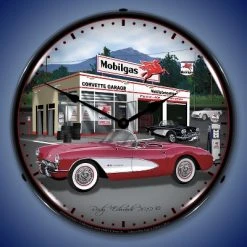 Collectable Sign & Clock | 1957 Corvette LED Wall Clock Retro/Vintage, Lighted