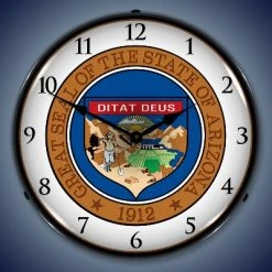Collectable Sign & Clock | Arizona State Seal LED Wall Clock Retro/Vintage, Lighted