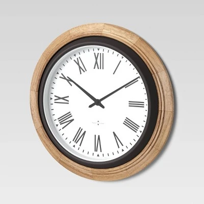 16" Warm Wood Wall Clock Brown - Threshold™ 4 16" Warm Wood Wall Clock Brown - Threshold™ - Image 2