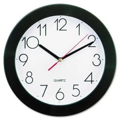Universal Office UNIVERSAL Round Wall Clock 9 3/4" Black 10421