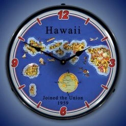 Collectable Sign & Clock | State of Hawaii LED Wall Clock Retro/Vintage, Lighted