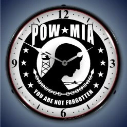 Collectable Sign & Clock | POW MIA LED Wall Clock Retro/Vintage, Lighted