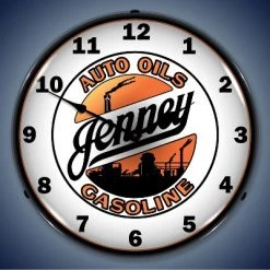 Collectable Sign & Clock | Jenny Gasoline LED Wall Clock Retro/Vintage, Lighted