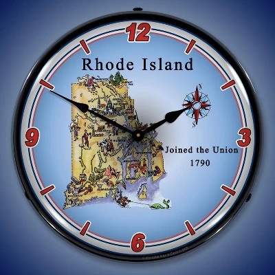 Collectable Sign & Clock | State of Rhode Island LED Wall Clock Retro/Vintage, Lighted 3 Collectable Sign & Clock | State of Rhode Island LED Wall Clock Retro/Vintage, Lighted