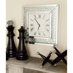 Olivia & May Square Framed Wood and Glass Wall Clock - Olivia & May