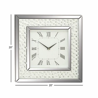 Olivia & May Square Framed Wood and Glass Wall Clock - Olivia & May 4 Olivia & May Square Framed Wood and Glass Wall Clock - Olivia & May - Image 2