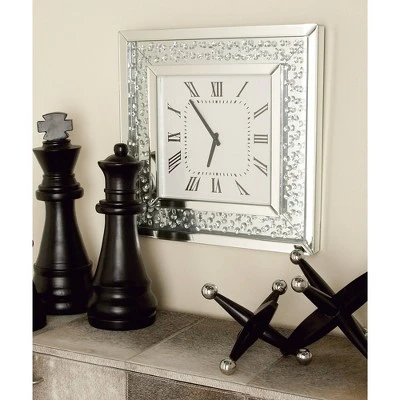 Olivia & May Square Framed Wood and Glass Wall Clock - Olivia & May 5 Olivia & May Square Framed Wood and Glass Wall Clock - Olivia & May - Image 3