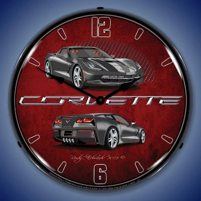 Collectable Sign & Clock | C7 Corvette Cyber Grey LED Wall Clock Retro/Vintage, Lighted 3 Collectable Sign & Clock | C7 Corvette Cyber Grey LED Wall Clock Retro/Vintage, Lighted