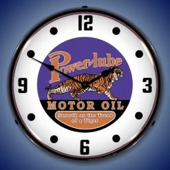 Collectable Sign & Clock | Powerlube Motor Oil LED Wall Clock Retro/Vintage, Lighted