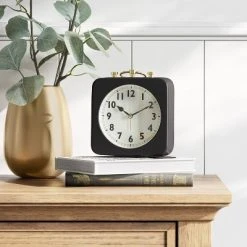 Clocks Shop 39 5" Square Alarm Clock Black - Threshold™