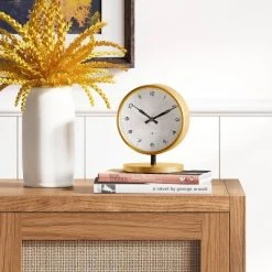 Clocks Shop 37 5" Mantel Table Clock Stand Brass - Threshold™