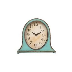 9.5" x 8.5" Metal Mantel Clock Aqua - 3R Studios