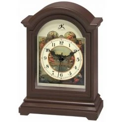 9" Old World Map Tabletop Clock Antique Brown - Infinity Instruments