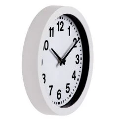 9" Round White Wall with Bold Numbers Wall Clock White - Patton Wall Decor