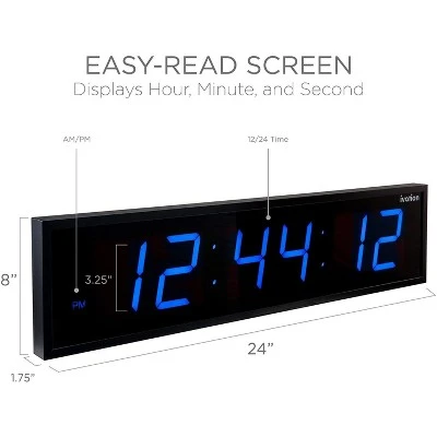 Ivation Huge Large Big Oversized Digital LED Clock with Stopwatch, Alarms, Countdown Timer & Temp - Shelf or Wall Mount | 6-Level Brightness, Mounting Holes & Hardware 2 Ivation Huge Large Big Oversized Digital LED Clock with Stopwatch, Alarms, Countdown Timer & Temp - Shelf or Wall Mount | 6-Level Brightness, Mounting Holes & Hardware
