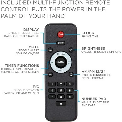 Ivation Huge Large Big Oversized Digital LED Clock with Stopwatch, Alarms, Countdown Timer & Temp - Shelf or Wall Mount | 6-Level Brightness, Mounting Holes & Hardware 3 Ivation Huge Large Big Oversized Digital LED Clock with Stopwatch, Alarms, Countdown Timer & Temp - Shelf or Wall Mount | 6-Level Brightness, Mounting Holes & Hardware - Image 2