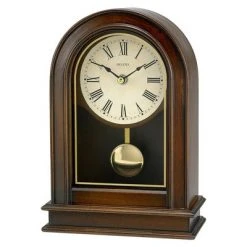 Bulova Clocks B7467 Hardwick Decorative Battery Powered Wooden Desk and Table Top Pendulum Clock, Walnut