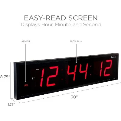 Ivation Huge Large Big Oversized Digital LED Clock - Shelf or Wall Mount | 6-Level Brightness, Mounting Holes & Hardware 3 Ivation Huge Large Big Oversized Digital LED Clock - Shelf or Wall Mount | 6-Level Brightness, Mounting Holes & Hardware