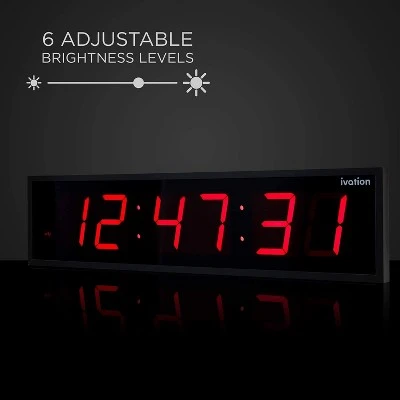 Ivation Huge Large Big Oversized Digital LED Clock - Shelf or Wall Mount | 6-Level Brightness, Mounting Holes & Hardware 4 Ivation Huge Large Big Oversized Digital LED Clock - Shelf or Wall Mount | 6-Level Brightness, Mounting Holes & Hardware - Image 2