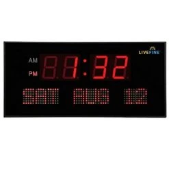 Ivation Big Oversized Digital Blue LED Calendar Clock with Day and Date - Shelf or Wall Mount
