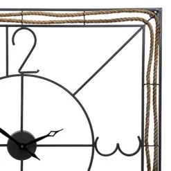 Clocks Shop 17 Gray Metal & Jute Wall Clock - Foreside Home & Garden