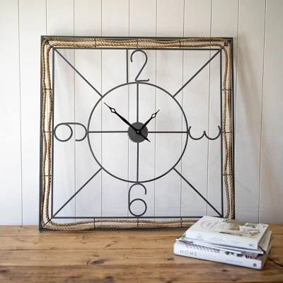 Gray Metal & Jute Wall Clock - Foreside Home & Garden 8 Gray Metal & Jute Wall Clock - Foreside Home & Garden - Image 6