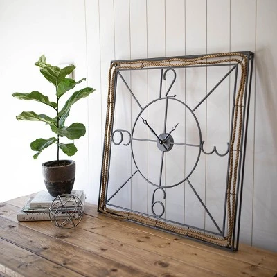 Gray Metal & Jute Wall Clock - Foreside Home & Garden 9 Gray Metal & Jute Wall Clock - Foreside Home & Garden - Image 7