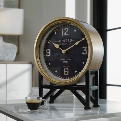 Shyam Table Clocks Black/Brass - Uttermost 5 Shyam Table Clocks Black/Brass - Uttermost - Image 3