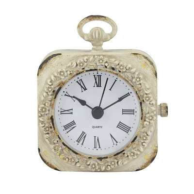 Small Weathered Table Clock White - Stonebriar Collection 3 Small Weathered Table Clock White - Stonebriar Collection
