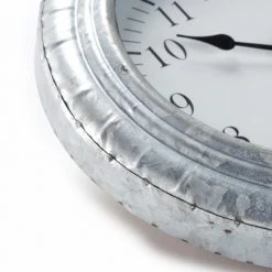 The Lakeside Collection Lakeside Galvanized Metal Wall Clock with Farmhouse Style - Analog 12"