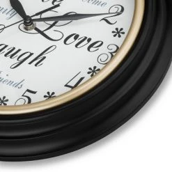 12" Inspirational Live, Love, Laugh Wall Clock Black Frame and White Dial - Westclox
