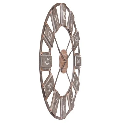 36" Galvanized Metal and Wood Windmill Clock Silver - Patton Wall Decor 5 36" Galvanized Metal and Wood Windmill Clock Silver - Patton Wall Decor - Image 3