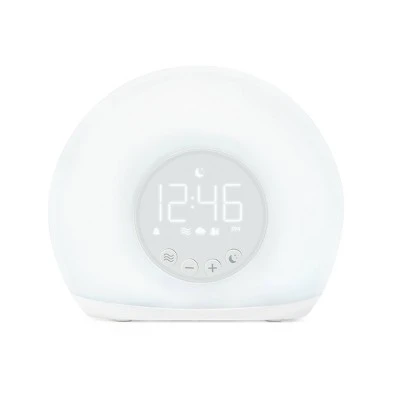 Moon Glow Alarm with Sunrise Wakeup Light Table Clock White - Capello 3 Moon Glow Alarm with Sunrise Wakeup Light Table Clock White - Capello