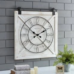 Field Haven Farmhouse Barn Door Clock - FirsTime Galvanized Metal