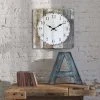 15.7" x 15.7" Rustic Wooden Wall Clock White/Brown - Stonebriar Collection -Clocks Shop unnamed file 466