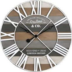 Maritime Farmhouse Planks Clock Gray - FirsTime