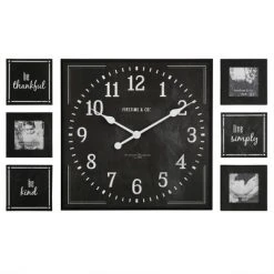 Farmhouse Frame Gallery Set Wall Clock - FirsTime White