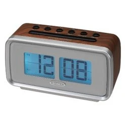 JENSEN AM/FM Dual Alarm Clock Radio with Digital Retro "Flip" Display - Brown (JCR-232)